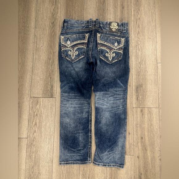 Rock Revival Jeans Men’s 36x28 Geras Embroidered Light Wash Flap pocket